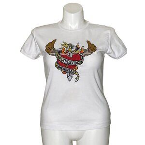 Harley Davidson White Anniversary T-Shirt, Doc's Harley St. Louis Women's XL
